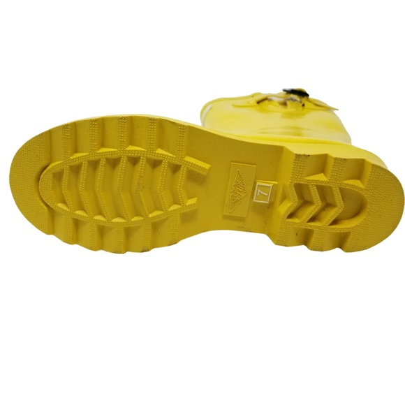 Women's Mid Calf Rubber Rain Boots, #1602, Yellow - Picture 4 of 4